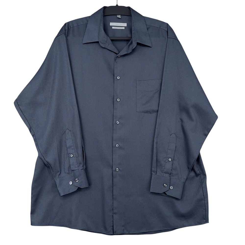 Geoffrey Beene Mens Dress Shirt 17 32/33 Wrinkle Free Dark Grey Long Sleeve